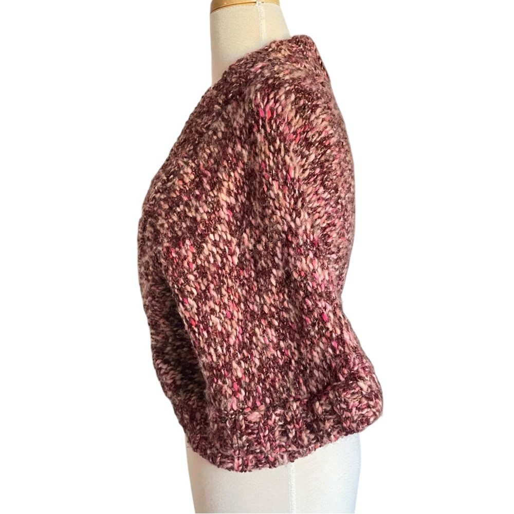 Tabitha Anthropologie Marled Wool Pink Chunky Knit Sweater Shrug Sz S - Picture 2 of 12